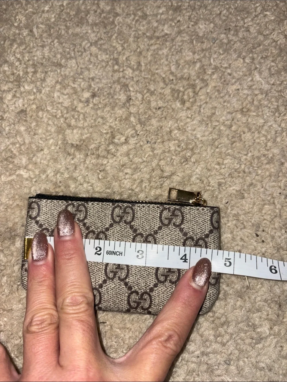 Designer-Inspired Key Coin Pouch - Brown